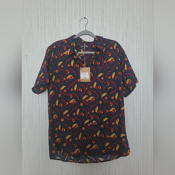 NWT Toad And Co Mens Size Large Fruit Print Button Up Shirt Short Sleeve - Picture 1 of 13